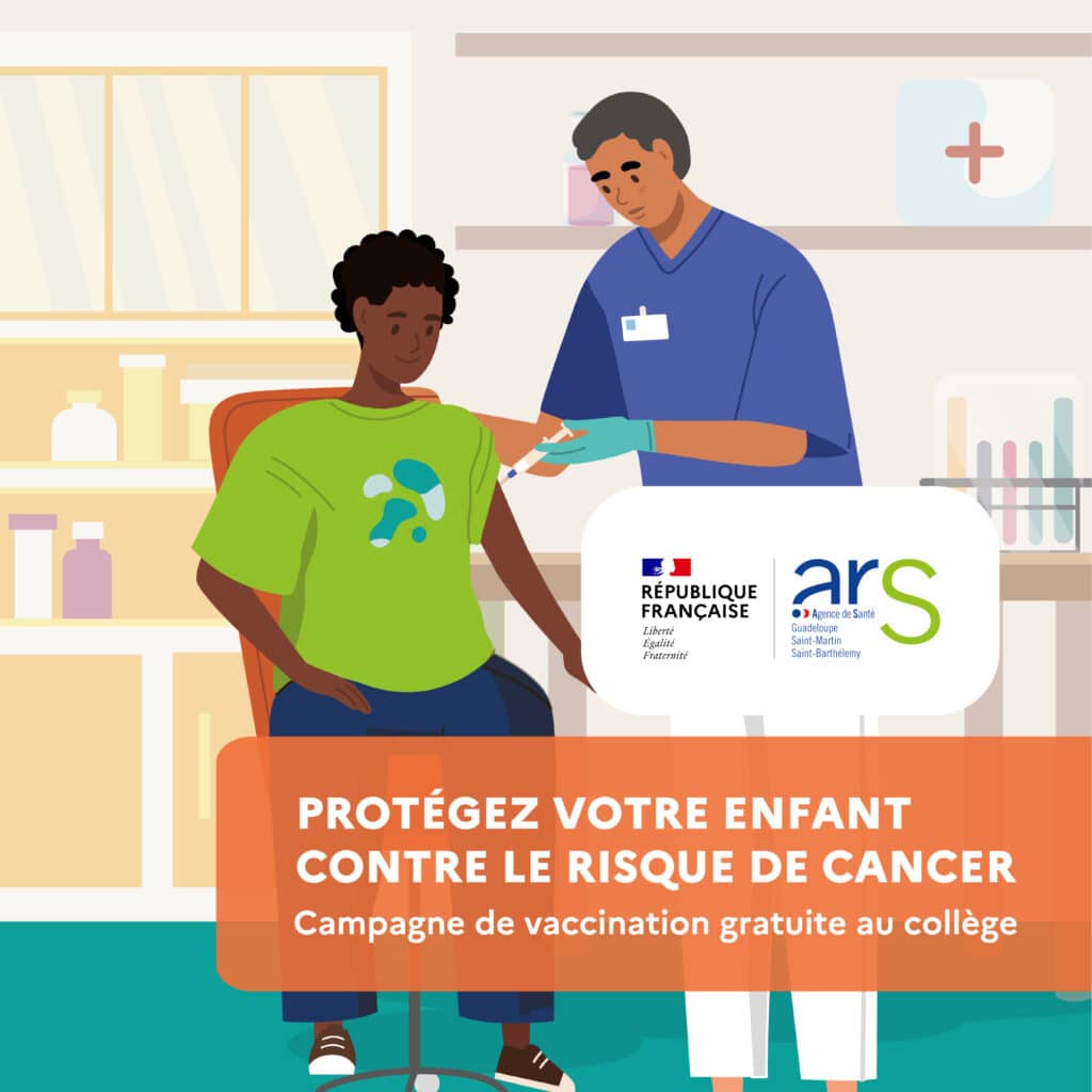 Campagne de vaccination HPV</br> <a style="font-size: 12px; color: white;">ARS Guadeloupe</a>